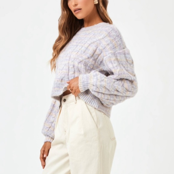 L*Space Ojai Pullover Sweater Cable Chunky Knit Cropped Multicolor Size S - NWT - Picture 3 of 16